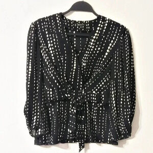 Anne Klien Black White Polka dot Silk Blouse
